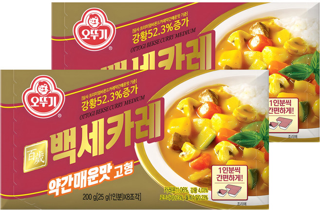 오뚜기 백세카레 고형 약간매운맛, 200g, 2개