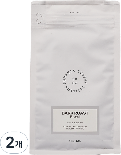 보난자커피 다크 로스트 원두, 1kg, 2개, 홀빈(분쇄안함)