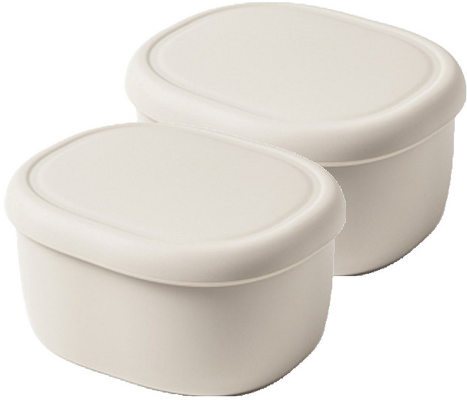 키친팩토리 파스텔 실리콘 라운드 밀폐용기 아이보리, 2개, 200ml