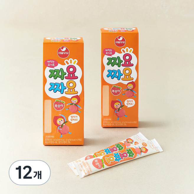 서울우유 짜먹는 요구르트 짜요짜요 복숭아, 40g, 6개입, 12개