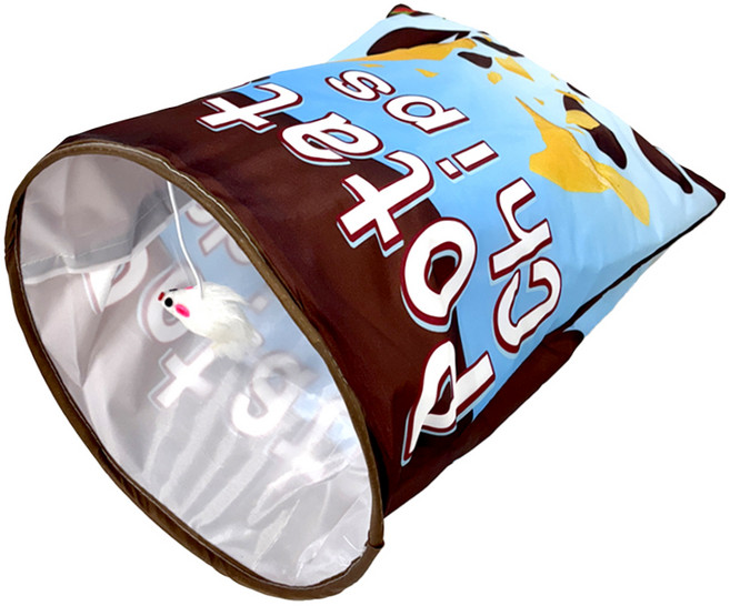 둥둥펫 고양이 바스락 숨숨터널 감자칩 하우스, 브라운, 1개