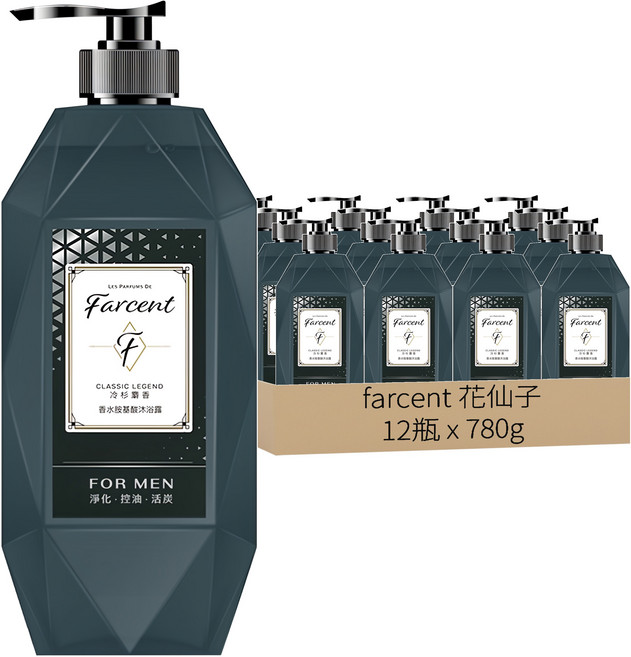 farcent 花仙子 香水胺基酸沐浴露 冷杉麝香, 780g, 12瓶