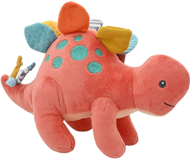 Mary Meyer 蜜兒 蹦蹦小恐龍 安撫玩偶 安全柔軟布料, 蹦蹦小恐龍 橘紅色, 1入