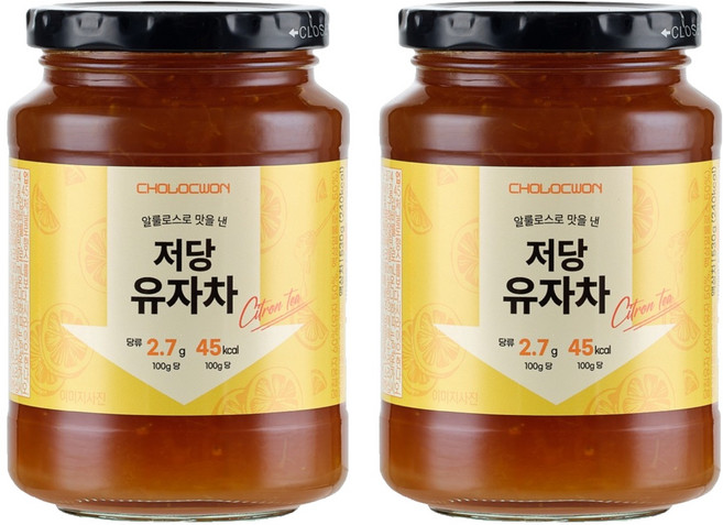 초록원 알룰로스 저당 유자차, 530g, 2개, 1개입