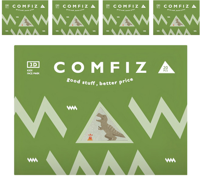 COMFIZ 康菲 大童3D立體醫療口罩 適用7~12歲, 20片, 5盒, 侏儸紀世界