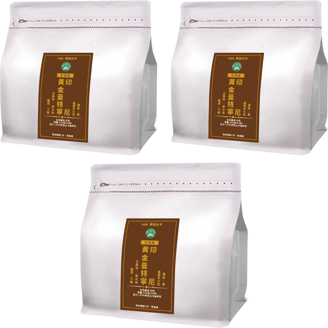 eCOFFEE 壹咖啡 精品莊園 印尼 黃金曼特寧, Whole Bean, 200g, 3包