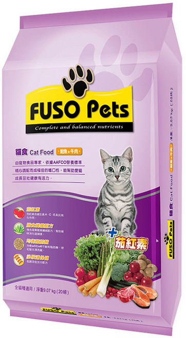 福壽實業 FUSO Pets 貓食, 鮭魚 + 牛肉, 9.07kg, 1袋