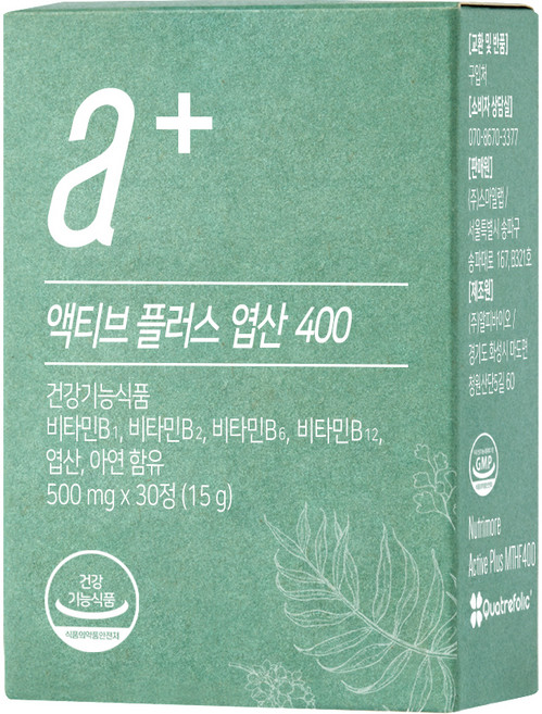 뉴트리모어 액티브 플러스 엽산 400 15g, 30정, 1개