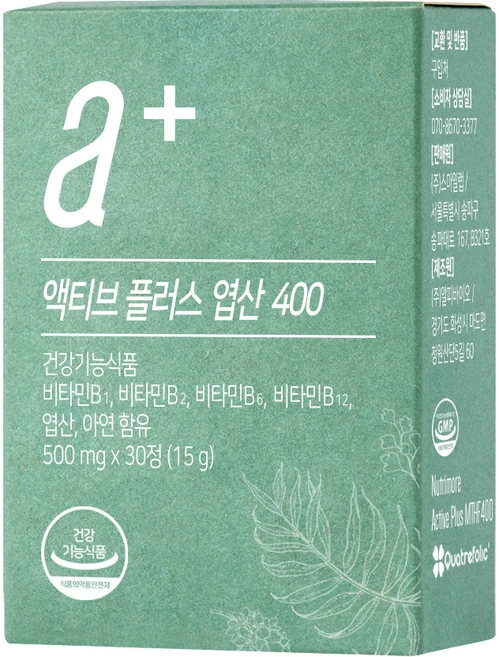 뉴트리모어 액티브 플러스 엽산 400 15g, 30정, 1개 - 쿠팡