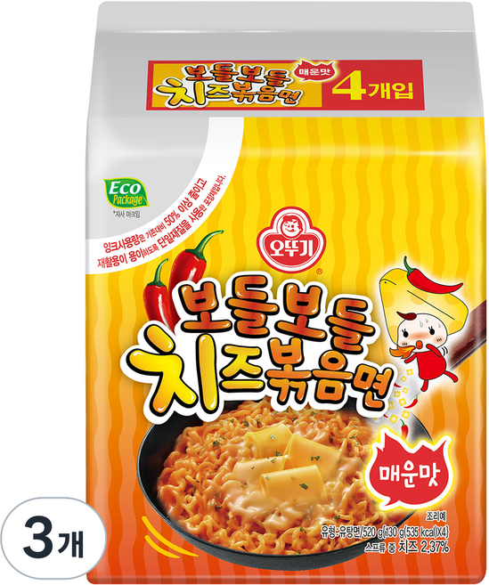 오뚜기 보들보들 치즈볶음면 매운맛 130g, 12개