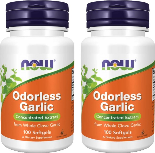 NOW Foods 無味大蒜精華膠囊, 100顆, 0.5g, 2罐