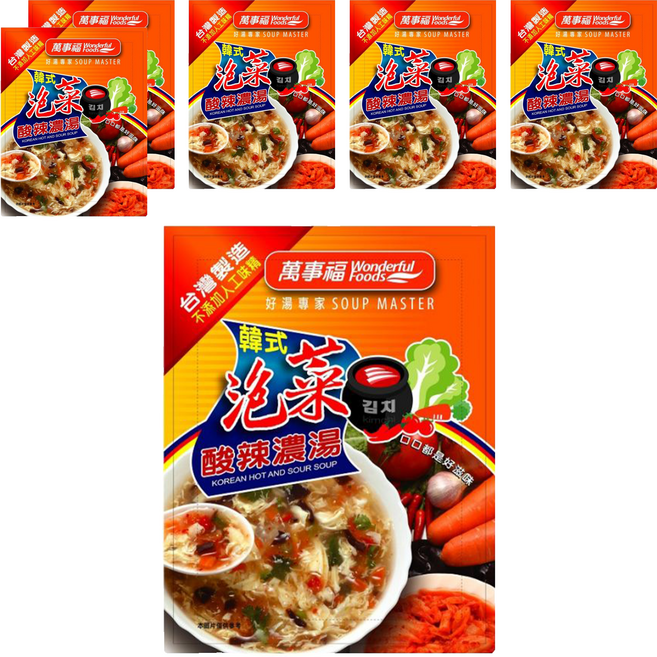 Wonderful Foods 萬事福 韓式泡菜酸辣濃湯 2入, 106g, 3袋