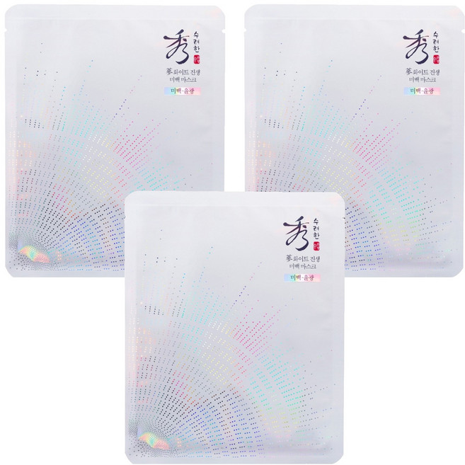 Sooryehan 秀雅韓 白蔘淨透亮白面膜, 1片, 3片