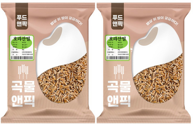 푸드앤픽 곡물앤픽 국내산 호라산밀, 2kg, 2개