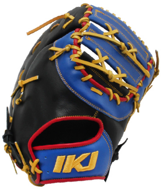 IKJ 1루 미트 우투용 글러브 GR FM-ST M CP + 주머니, BLACK + R.BLUE, 1개