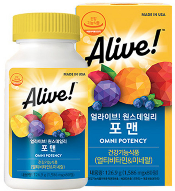 얼라이브 원스데일리 포 맨 멀티비타민, 80정, 1개