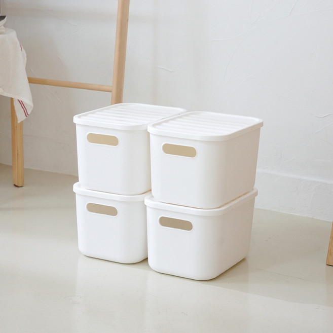 보노하우스 팬트리 정리 리빙박스, 화이트, S(188 x 265 x 162 mm), 4개