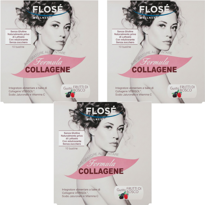 FLOSE 芙露絲 膠原蛋⽩飲 莓果口味 義大利進口 專利成分, 10包, 10ml, 3盒