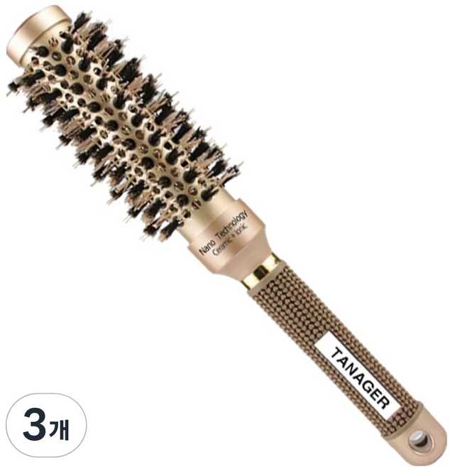 테네져 전문스타일링 세라믹 드라이 헤어롤빗, 3개, 2호