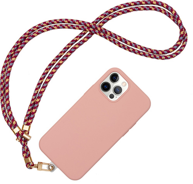 신지모루 휴대폰 숄더 스트랩 목걸이 줄, 버건디 믹스, 1개