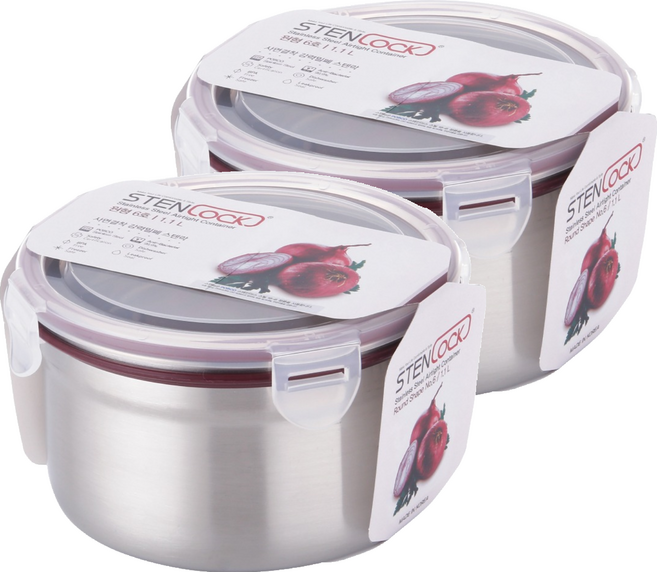 스텐락 클래식 스테인리스 밀폐용기 원형 6호 1100ml, 2개, 단품