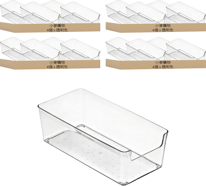 小麥購物 透明抽屜分類長盒 C318 小(19.6 x 9.5 x 6.5cm) 110g, 透明色, 16個