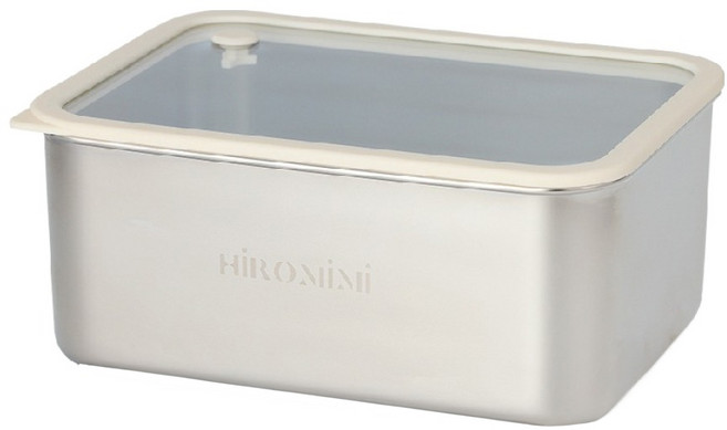Hiromimi 可微波不鏽鋼保鮮盒 1L, 銀色, 1個