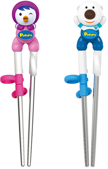 에디슨 아동용 입체 스텐 교정젓가락 2종 세트, 패티 + 포비, 1세트