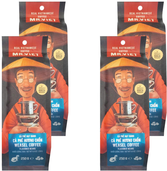 MR.VIET 麝香貓風味咖啡豆, 咖啡豆(無研磨), 250g, 4包