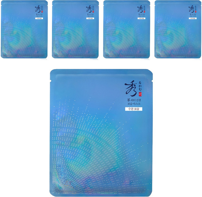 Sooryehan 秀雅韓 水潤人參保濕面膜, 5片, 1片
