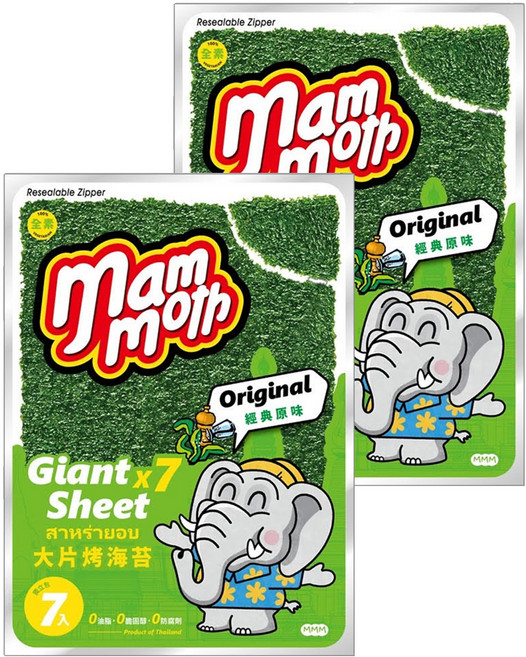 mam moth MM象 泰式烤海苔 經典原味, 42g, 2包