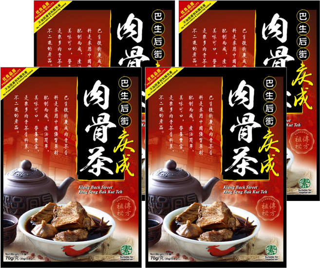 巴生後街 慶成全素肉骨茶包, 70g, 4包