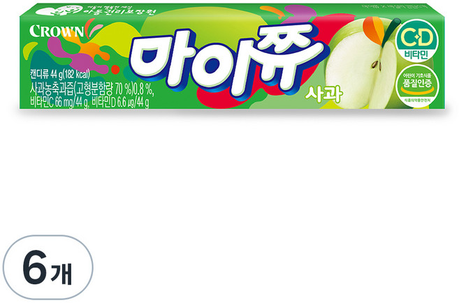 크라운 마이쮸 사과 츄잉캔디, 6개, 44g