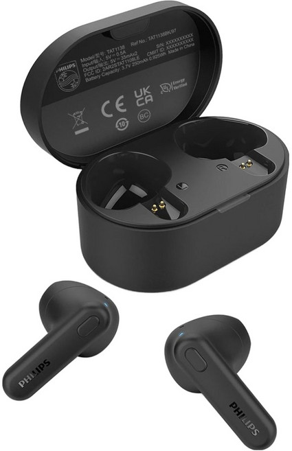필립스 오픈형 방수 블루투스 무선 이어폰, TAT1138, 블랙
