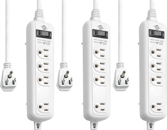WeiTien 威電 過載斷電電源線組 1開4座 15A, 2.7m, 白色, 3個