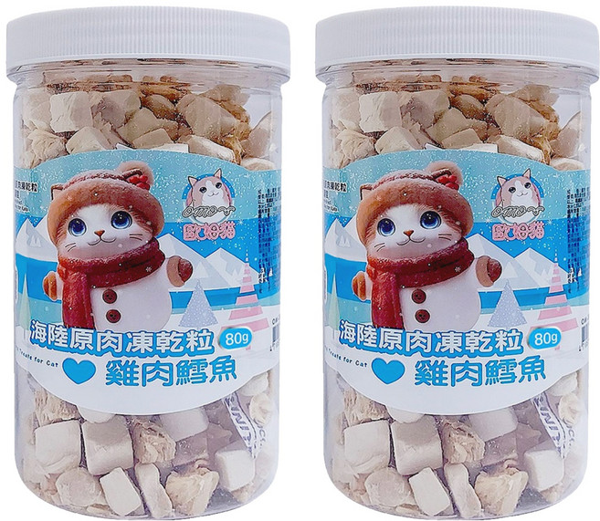 OMO 歐姆貓 海陸原肉凍乾粒, 雞肉鱈魚, 80g, 2罐