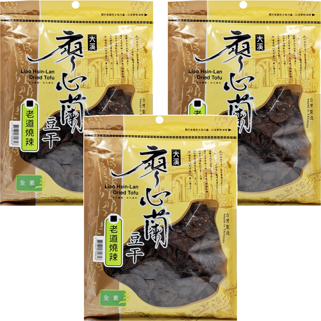 大溪廖心蘭豆干 老道燒辣 大, 400g, 3包