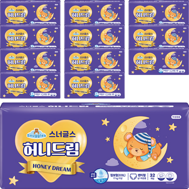 스너글스 허니드림 팬티형 기저귀 남녀공용, 점보형(2XL), 384매