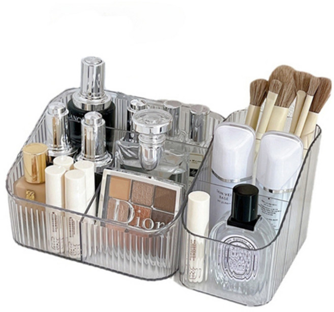 부스마켓 깔끔정리 화장품 보관함 3구 + 4구 세트, 투명, 1세트