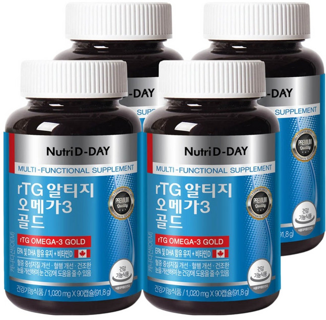 뉴트리디데이 rTG 알티지 오메가3 골드, 90정, 91.8g, 4개