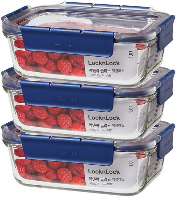 락앤락 탑클라스 직사각 밀폐용기, 3개, 1L