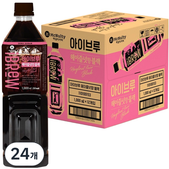 맥널티커피 아이브루 헤이즐넛향 블랙커피, 24개, 1L