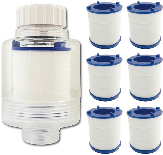 Water More 水摩爾 沐浴除氯過濾器 + 濾芯 6個, 1組, 亞硫酸鈣除氯消除異味