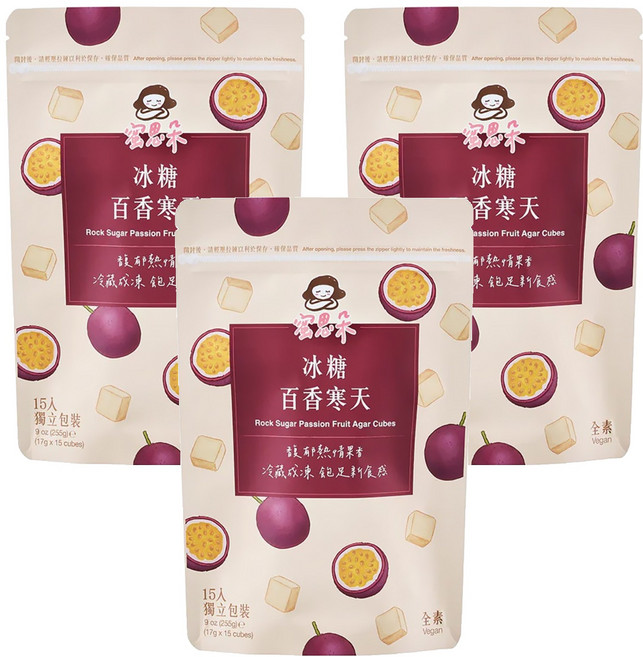 Medolly 蜜思朵 冰糖百香寒天, 15顆, 17g, 3袋