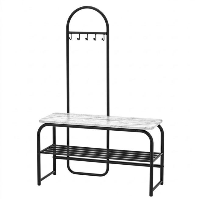 ikloo 宜酷屋 歐式仿大理石紋穿鞋椅, 卡其色, 1個