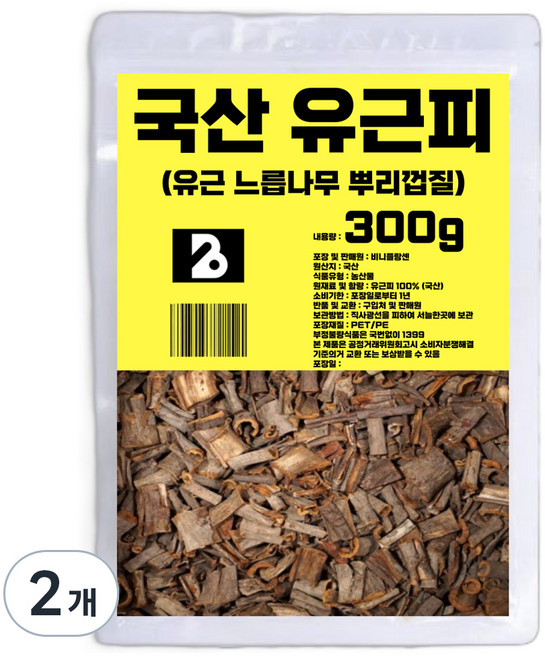 비니플랑센 국산 유근피 유근 느릅나무 뿌리 껍질, 300g, 2개