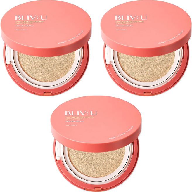 블리브유 콜라겐 바운싱 선쿠션 SPF50+ PA++++, 24g, 3개