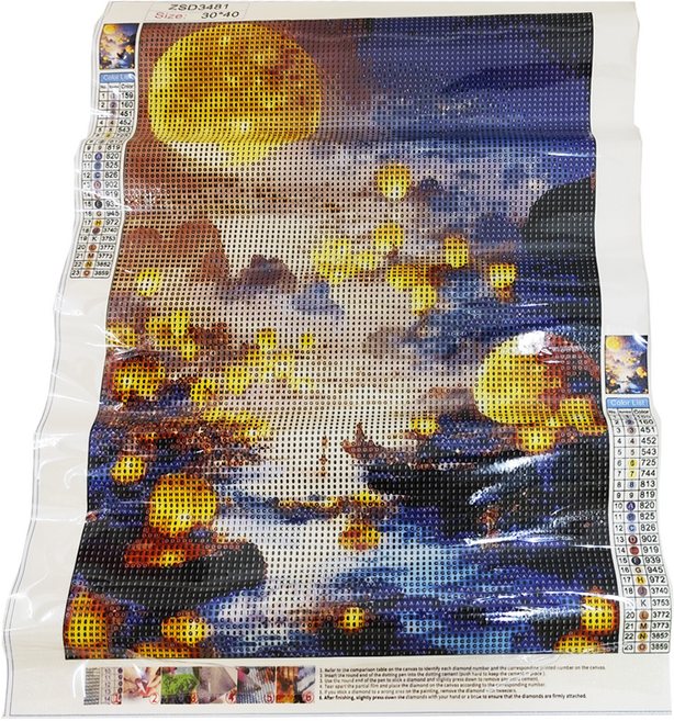 創彩 鑽石畫 ZSD3481 40 x 30cm, 皓月當空, 1個