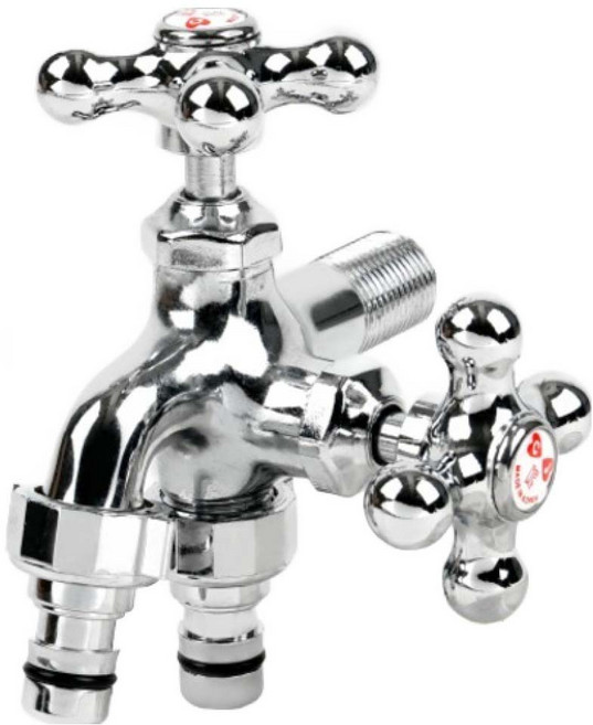 두진 바스 욕실 세탁기 전용 분리형 두갈래 수도꼭지 온수 커플링타입, 1개