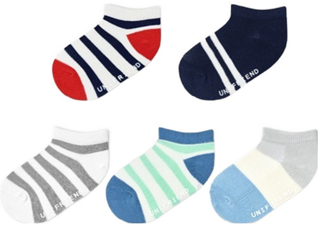 유니프랜드 아동용 올라잇 발목 양말 5종 세트